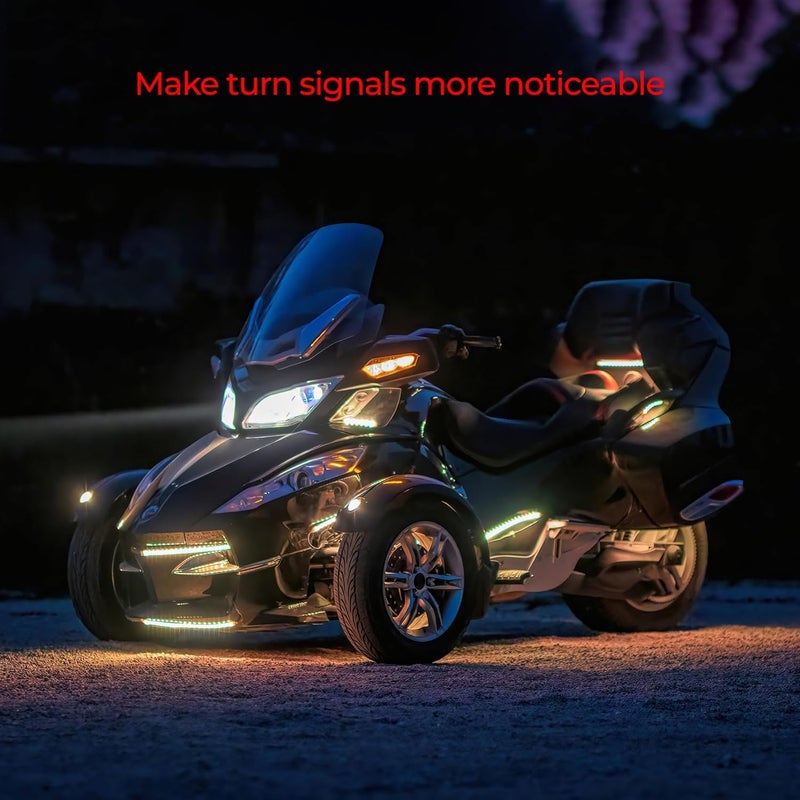 DITRIO 24PCS Underglow RGB LED Strip Light Kit DC 12V with 2 Red Blinking Brake Light Styles for Motorcycles Trikes Golf Carts ATVs UTVs – M24r - Image 3